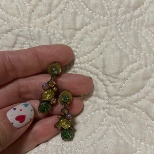 **SORRELLI** crystal post earrings with Green, yellow and bronze stones.